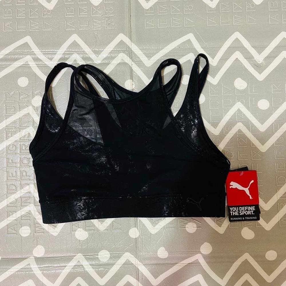 Puma crop sports bra black luxe edition  tank top - Picture 3 of 5